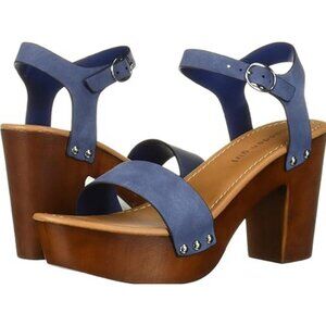 MADDEN GIRL Platform Sandals Womens 9 Lifft Heeled  Navy Paris Ankle Strap Block